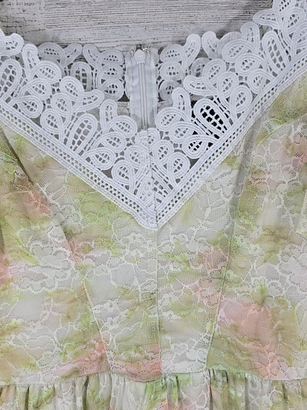 DISNEY PRINCESS Pastel Floral Lace Dress MEDIUM White Trim Fairytale Cottagecore - Picture 8 of 16